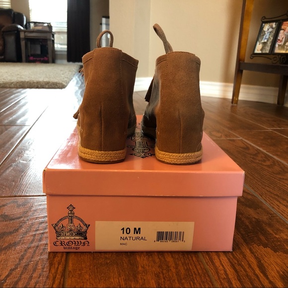 Crown Vintage Mac Wedge Ankle Booties Suede 10 - Picture 4 of 5
